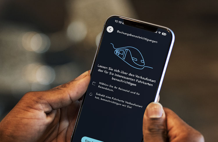 Bildschirm der Seite „Reservierungsbenachrichtigung” der SNCF Connect-App