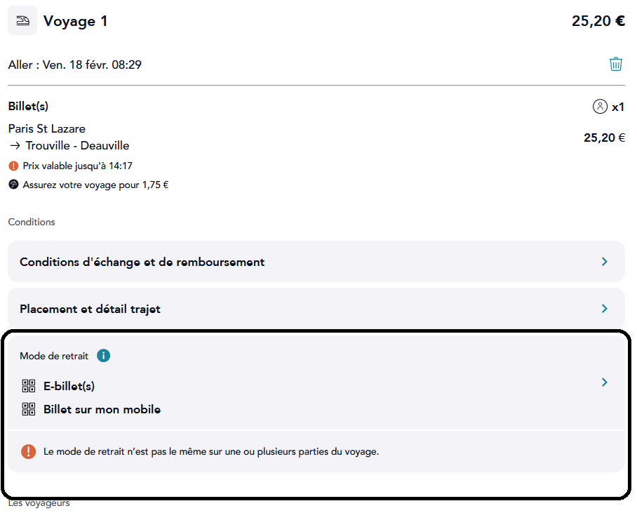 choix billets TER